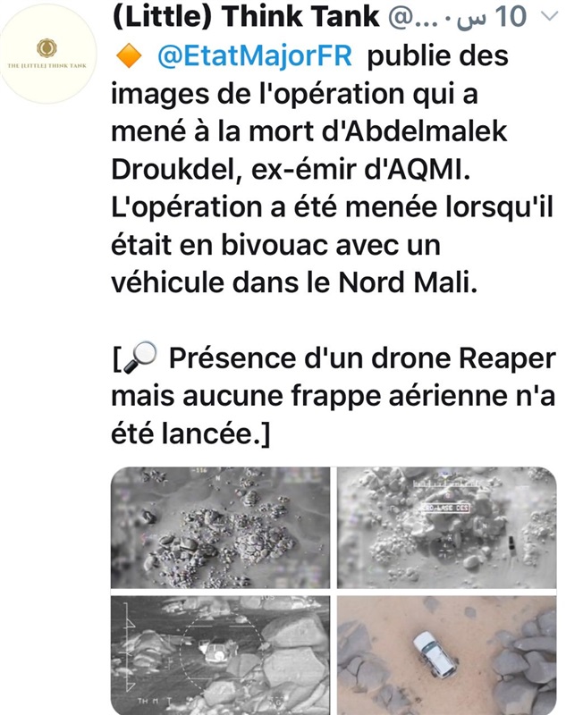 French staff posted photos of the Droukdel liquidation