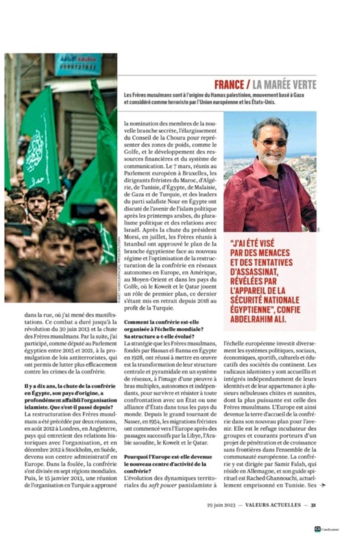 The spirit of resistance against the international organization of the Muslim Brotherhood is almost absent in Europe, Ali says