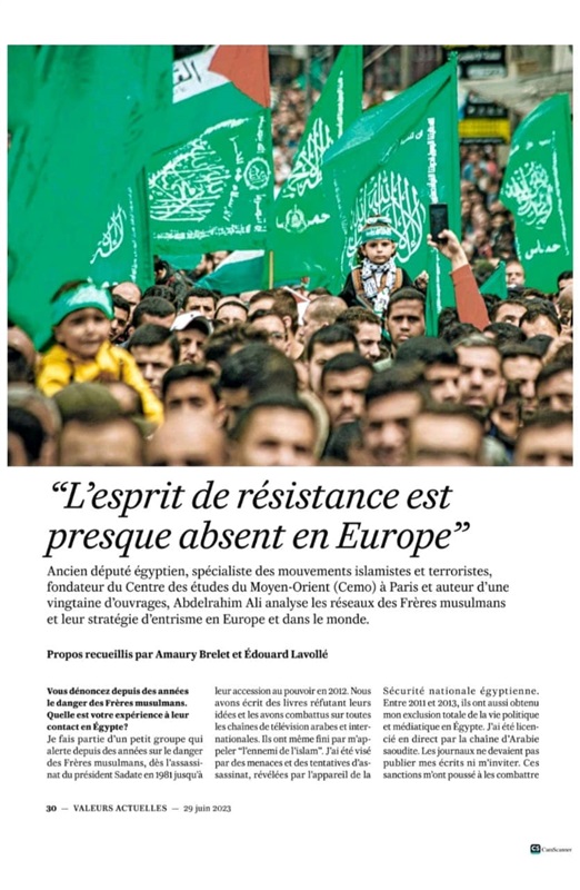 The spirit of resistance against the international organization of the Muslim Brotherhood is almost absent in Europe, Ali says